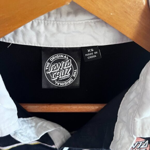 Santa-Cruz T-shirt Collared Striped Black & White Skateboards Size XS - Picture 3 of 8